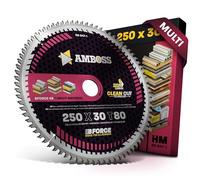 HM - Lama per sega circolare 250 x 30 Z80, denti piatti con smusso intercambiabile, per taglio fine, AMBOSS WERKZEUGE®, 250 mm, compatibile con Dewalt DWE 7492 Bernardo TK 250.PKS 250 P. Holzmann.