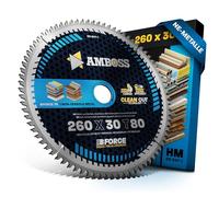 HM Lama per sega circolare 260 x 30 Z80 dentata piatta trapezoidale per alluminio AMBOSS WERKZEUGE® lama 260 mm compatibile con Makita 2704N MLT100NX1. LH1040F Festool Kapex KS 120 DeWalt DW711 Makita
