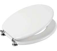 HM Sedile WC Universale in Legno MDF Ultraresistente 3 4 Kg Tavoletta WC Bianca Coperchio WC Robusto Universale Ovale