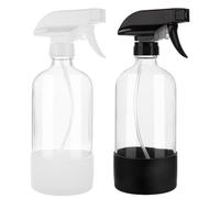 hmaimas Flaconi spray in vetro per la pulizia, 500 ml, trasparente, vuoto, con custodia in silicone per capelli, oli essenziali e giardinaggio, confezione da 2