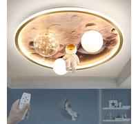 HMAKGG Kinderzimmer Lampe Decke 68W Mond Oberfläche Deckenlampe Astronaut Design Ø50cm - LED Weltall Theme Deckenleuchte mit Fernbedienung Dimmbar, 3000-6000K, für Jungen/Mädchen Schlafzimmer