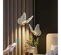 HMAKGG Lampada a Sospensione LED Farfalla Oro, Lampadario Dimmerabile | Metallo Oro e Acrilico, 12W 800 LM, 3000-6000K, Telecomando, Altezza 180 cm, per Camera da Letto, Comodino e Soggiorno