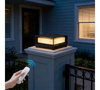 HMAKGG Lampada Solare da Esterno per Pilastro, Lampioni da Giardino Esterno Solari con Telecomando, 5400mAh & 3 Colore, IP65 Impermeabile Lampione da Giardino in Alluminio, Nero