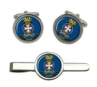 Hmas Collins Reale Australiano Blu Scuro Gemelli E Fermacravatta Set