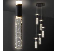 HMASNSEIY Lampadari a 5 luci per Isola Cucina, lampadari Moderni per Isola Cucina, lampadari a LED dimmerabili, Mini lampadari Neri per Sala da Pranzo, Cucina, lampadari Neri e Dorati, 5 luci