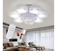 HMASNSEIY Lampadario Moderno con Lampada da soffitto Che Cambia Colore con Gocce di Pioggia in Cristallo, plafoniera a LED con Telecomando e 7 lampadine E27 (90x90x38 cm/7 Teste), Comodo Anniversario