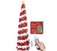 HMASYO Albero di Natale Artificiale a Paillettes 180cm con 100 Luci a LED Timer e Telecomando, Montaggio Istantaneo, Alimentazione USB - Decorazione per Interni Casa, Appartamento, Veranda, Feste