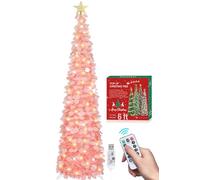 HMASYO Albero di Natale Artificiale a Paillettes 180cm con 100 Luci a LED Timer e Telecomando, Montaggio Istantaneo, Alimentazione USB - Decorazione per Interni Casa, Appartamento, Veranda, Feste
