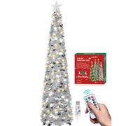 HMASYO Albero di Natale Artificiale a Paillettes 180cm con 100 Luci a LED Timer e Telecomando, Montaggio Istantaneo, Alimentazione USB - Decorazione per Interni Casa, Appartamento, Veranda, Feste