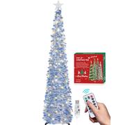 HMASYO Albero di Natale Artificiale a Paillettes 180cm con 100 Luci a LED Timer e Telecomando, Montaggio Istantaneo, Alimentazione USB - Decorazione per Interni Casa, Appartamento, Veranda, Feste