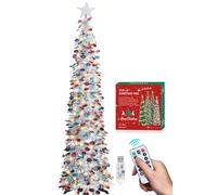 HMASYO Albero di Natale Artificiale a Paillettes 180cm con 100 Luci a LED Timer e Telecomando, Montaggio Istantaneo, Alimentazione USB - Decorazione per Interni Casa, Appartamento, Veranda, Feste