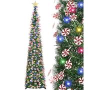 HMASYO Albero di Natale Artificiale a Paillettes 180cm con 100 Luci a LED Timer e Telecomando, Montaggio Istantaneo, Alimentazione USB - Decorazione per Interni Casa, Appartamento, Veranda, Feste