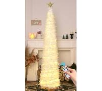 HMASYO Albero di Natale Artificiale a Paillettes 180cm con 100 Luci a LED Timer e Telecomando, Montaggio Istantaneo, Alimentazione USB - Decorazione per Interni Casa, Appartamento, Veranda, Feste