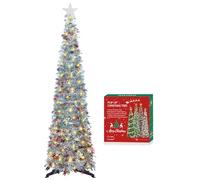 HMASYO Albero di Natale Artificiale a Paillettes Argento 150cm con Luci Integrate e Timer, Montaggio Istantaneo, Pieghevole - Decorazione per Interni Casa, Appartamento, Veranda, Feste