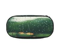 HMBGFW Astuccio con scritta "Rain outside the window", astuccio rosa e nero, stampa completa, tessuto Oxford 300D