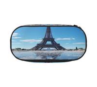 HMBGFW The majestic Eiffel Tower - Astuccio per matite rosa e nero, stampa completa, tessuto Oxford 300D