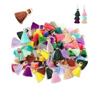 HMCEY 100 Pezzi Mini Nappe Colorate 2 CM,Nappe Decorative per Chiavi Mobili,Nappine Ciondolo per Bigiotteria Fai Da Te,Nappine per Segnalibro,Portachiavi Tassel per Creazione di Gioielli, Artigianato