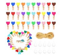 HMCEY 100 Pezzi Mollette Piccole Legno,Mollette per Foto Colorate,Molletta per Bucato Piccole,Wood Clips,Molletta Decorative Matrimonio,Mollettes da Appendere Foto per Scrapbooking DIY, Cartoline