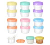 HMCEY 12 PCS Contenitori per Alimenti Plastica Piccoli 4.5 X 6 CM,Mini Contenitori Freezer con Coperchio,Contenitore Ermetici per Congelatore,Barattoli per Salsa Impilabili per Yogurt - Multicolore