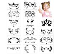 HMCEY 16 Pezzi Stencil Truccabimbi,Stencil Trucco Bambini,Face Painting Stencils Pittura Viso Riutilizzabili,Stencils per Pittura Facciale,Stencile Tatuaggi Temporanei per Halloween, Carnevale, Party