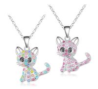 HMCEY 2 Pezzi Collana Gatto,Collane Per Bambine E Ragazze,Ciondoli a Forma di Gatto,Collana Pendente Donna,Collane Dell Amicizia Moda Classica per Regalo,Festa,San Valentino,Compleanno,Gioielli
