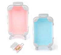 HMCEY 2 Pezzi Mini Valigia da Viaggio 12.5 X 7.5 X 3.5 CM,Valigetta In Miniatura,Salvadanaio Viaggio Piccolo,Valigia Giocattolo,Valigias Vacanza Trasparente,Custodia Trolley Plastic per Ciglia Finte