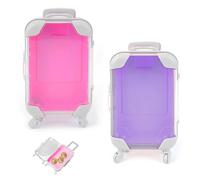 HMCEY 2 Pezzi Mini Valigia da Viaggio 12.5 X 7.5 X 3.5 CM,Valigetta In Miniatura,Salvadanaio Viaggio Piccolo,Valigia Giocattolo,Valigias Vacanza Trasparente,Custodia Trolley Plastic per Ciglia Finte