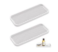 HMCEY 2 Pezzi Organizer Lavello Silicone,Portaspugna Cucina Bianco,Organizer per Lavandino Antiscivolo,Contenitore per Spugne Lavello Cucina,Tappetino Scolapiatti Silicone,Vassoio Bagno per Spazzole
