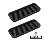 HMCEY 2 Pezzi Organizer Lavello Silicone,Portaspugna Cucina Nero,Organizer per Lavandino Antiscivolo,Contenitore per Spugne Lavello Cucina,Tappetino Scolapiatti Silicone,Vassoio Bagno per Spazzole