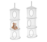 HMCEY 2 Pezzi Porta Peluche da Appendere Grigio,Rete Portaoggetti da Appendere,Organizer Armadietto Spogliatoio,Borsa Appesa Bagno con 3 Livelli,Tasche Portaoggetti da Parete per Camera da Letto