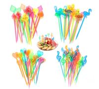 HMCEY 200 Pezzi Stecchini per Aperitivo,Stuzzicadenti Decorativi,Stecchini per Spiedini di Frutta Colorate,Stecchini Festa,Stuzzicadenti Plastica Riutilizzabili per Cocktail,Barbecue,Snack,Torte,Bar