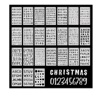 HMCEY 24 Pezzi Stencil Lettere e Numeri 15 X 25 CM,Stencil per Pittura per Bullet Journal,Stencils per Mobili Cucina,Stencils per Pareti Simboli Riutilizzabili per Scrapbooking, Vernice Spray