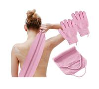 HMCEY 3 Pcs Lavaschiena per Doccia,Guanto Esfoliante Corpo Panni,Guanto Scrub Corpo,Striscia per Lavare La Schiena,Scrubber per La Schiena,Spazzola per Schienas,Scrubber Posteriore per Uomini e Donne