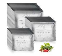 HMCEY 30 Pezzi Sacchetti Congelatore con Zip,Sacchetti Freezer Riutilizzabili,Sacchettis Alluminio per Alimenti,Buste Alimenti Richiudibili Piccole,Buste Chiusura Ermetica,Sacchettis Sandwich Plastica
