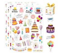 HMCEY 4 Fogli Adesivi Compleanno,Stickers Happy Birthday,Adesivi Per Scrapbooking Bambini,Simpatici Stickers Compleanno,Diario Adesivis Journal,Feste Sticker Impermeabili per Laptop Bottiglia
