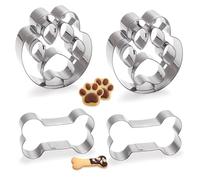 HMCEY 4 PCS Formine Biscotti Osso,Stampini per Biscotti per Cane A Forma di Osso e di Zampe,Tagliabiscotti Acciaio Inox,Cookie Cutter,Stampo Biscotto Bambini,Formine per Torta Baby Shower per Panini