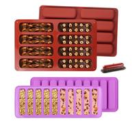 HMCEY 4 Pezzi Stampo per Barrette In Silicone,Energetiche Stampo Barrette Cereali,Stampi In Silicone Rettangolare,Merendine Stampos Cioccolato con 8 Cavità,Stampos per Torrone,Stampi Pasticceria