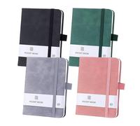 HMCEY 4 Pezzi Taccuino Tascabile A7,Quaderno Piccolo per Appunti Lavoro con Chiusura Elastico e Portapenne, Mini Notebook,Taccuino Diario di Viaggio per Agenda, Planner, Lista Della Spesa - 4 colori