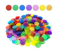 HMCEY 400 Fiches da Bingo Colorato, Gettoni Colorati Trasparenti Plastica | Gettoni per Giocare a Tombola,Fiches per Tombola,19 MM,Senza Spigoli Vivi O Angoli Taglienti,per Esercizi Matematicai