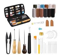 HMCEY 49 Pcs Set Cucito Pelle,Kit Artigianato Pelle,Kit Riparazione Tappezzeria,Attrezzi per Lavorare Il Cuoio,Aghi e Filo per Cucire A Mano,Strumenti Fai da Te Pelles,Strumenti per Lavorazione Pelles