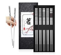 HMCEY 5 Paia Bacchette in Acciaio Inox,Bacchette Cinesi Riutilizzabili,Reusable Chopsticks Metal,Bacchetta Cucina per Sushi Lavabili in Lavastoviglie per Casa, Ristorante, Campeggio - Stile misto
