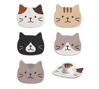 HMCEY 5 Pezzi Sottobicchieri Gatto Silicone,Sottobicchieri Tazzine Caffe,Glass Coaster,Sottobicchiere Tazza Antiscivolo,Sotto Bottiglia da Tavola,Sottotazza Caffe Decorativi per Cucina, Bevande