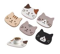 HMCEY 6 Pezzi Sottobicchieri Silicone Gatto,Sottobicchieri Tazzine Caffe,Glass Coaster,Sottobicchiere Tazza,Sottotazza Caffe Decorativi,Sotto Bicchieri da Tavola Antiscivolo per Cucina, Bevande