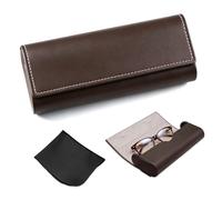 HMCEY Custodia Rigida per Occhiali 16.2 X 6.5 X3.3 CM,Custodia Occhiali da Sole con Panno per la Pulizia, Glasses Case,Portaocchiali da Vista Astuccio Rigidoper Lavorare, Viaggi, Shopping - Marrone