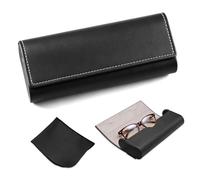 HMCEY Custodia Rigida per Occhiali 16.2 X 6.5 X3.3 CM,Custodia Occhiali da Sole con Panno per la Pulizia, Glasses Case,Portaocchiali da Vista Astuccio Rigidoper Lavorare, Viaggi, Shopping - Nero