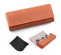 HMCEY Custodia Rigida per Occhiali 16.2 X 6.5 X3.3 CM,Custodia Occhiali da Sole con Panno per la Pulizia, Glasses Case,Portaocchiali da Vista Astuccio Rigidoper Lavorare, Viaggi, Shopping - Castano