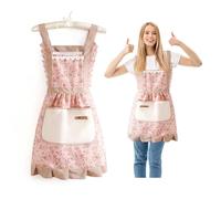 HMCEY Grembiule Cucina Donna,Grembiule Pasticceria con Tasca,Grembiules da Lavoro Regolabili,Grembiules Masterchef,Grembiuli da Cuoco,Lavapiatti Impermeabile per Giardinaggio, Ricamato, Bar, Barbecue