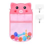 HMCEY Rete Porta Giochi Vasca da Bagno,Organizzatore Giocattoli Bagno,Sacca Porta Giochi per Doccia,Bath Toy Organizer,Rete Giocattoli Doccia Bambino,Retes Portagiochi Doccia con 2 Ganci-Maialino