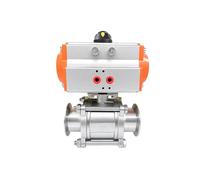 HMCOCOOFM Valvola a Sfera pneumatica Tri Clamp da 1,5" in 3 Pezzi, Diametro Esterno 38 mm, Acciaio Inossidabile 304 con attuatore Pneumatico