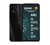 HMD Arc Smartphone (4 GB RAM/64 GB + MicroSD, batteria 4000 mAh, display HD 6,51", doppia fotocamera 13 MP, OS Android 14, Go, certificato IP54, riparazione Gen1), nero
